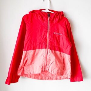 Columbia Kids Flash Forward Windbreaker Coral Red Light Pink Colorblock XS